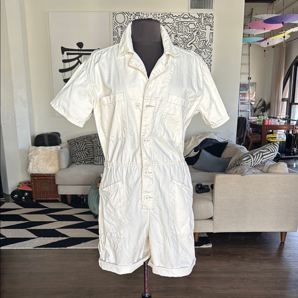 White Short Sleeve Jumpsuit